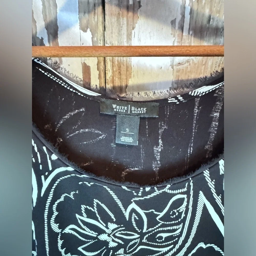 White House Black Market Dress Mid sleeve size Small Floral Black & White - Picture 2 of 7